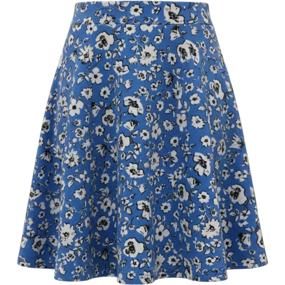 SO Authentic American Heritage Blue Floral Skater Skirt Small Cotton Spandex